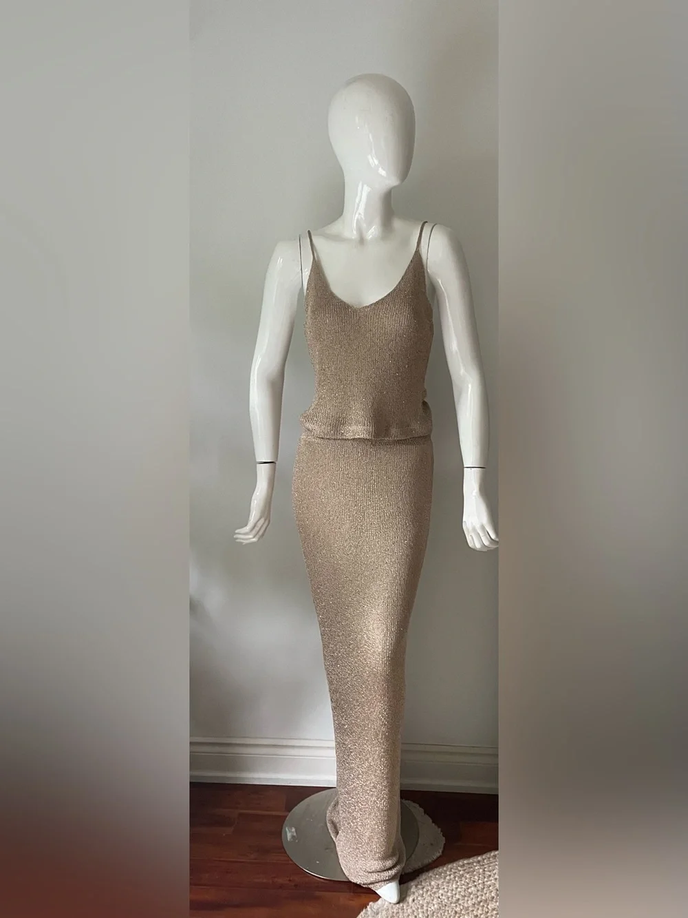 White Fox Shimmer Knit Two-Piece Set – Size Large sheer - Picture 2 of 11